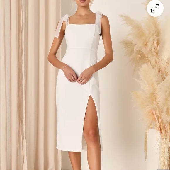 Lulus Dresses & Skirts - White bow tied midi dress